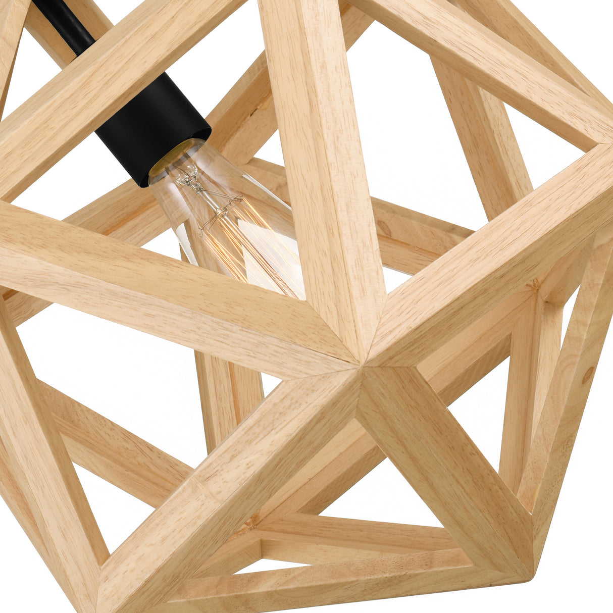 Lante 1 Light 13in Black & Wood Pendant