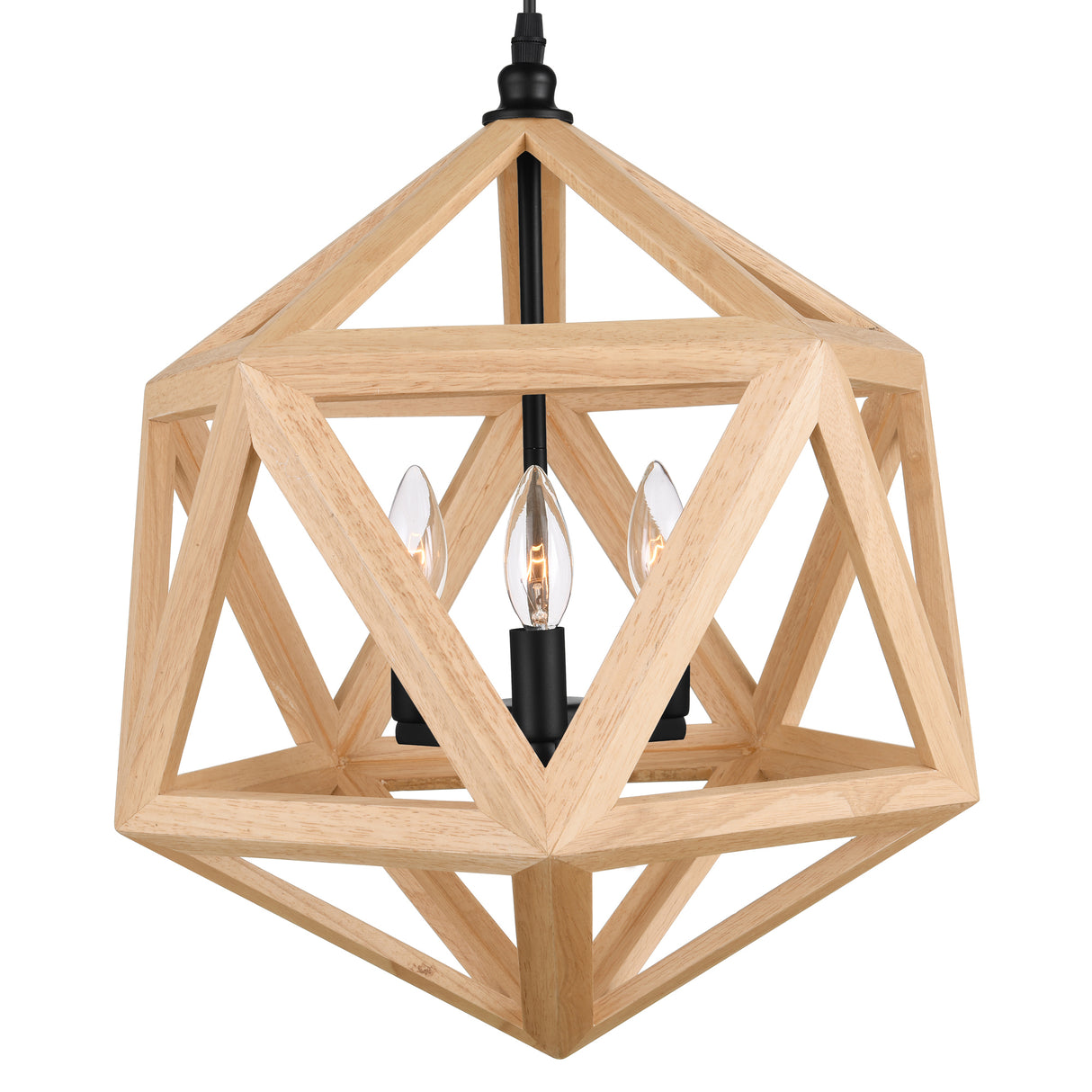 Lante 3 Light 17in Black & Wood Pendant