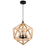 Lante 3 Light 17in Black & Wood Pendant
