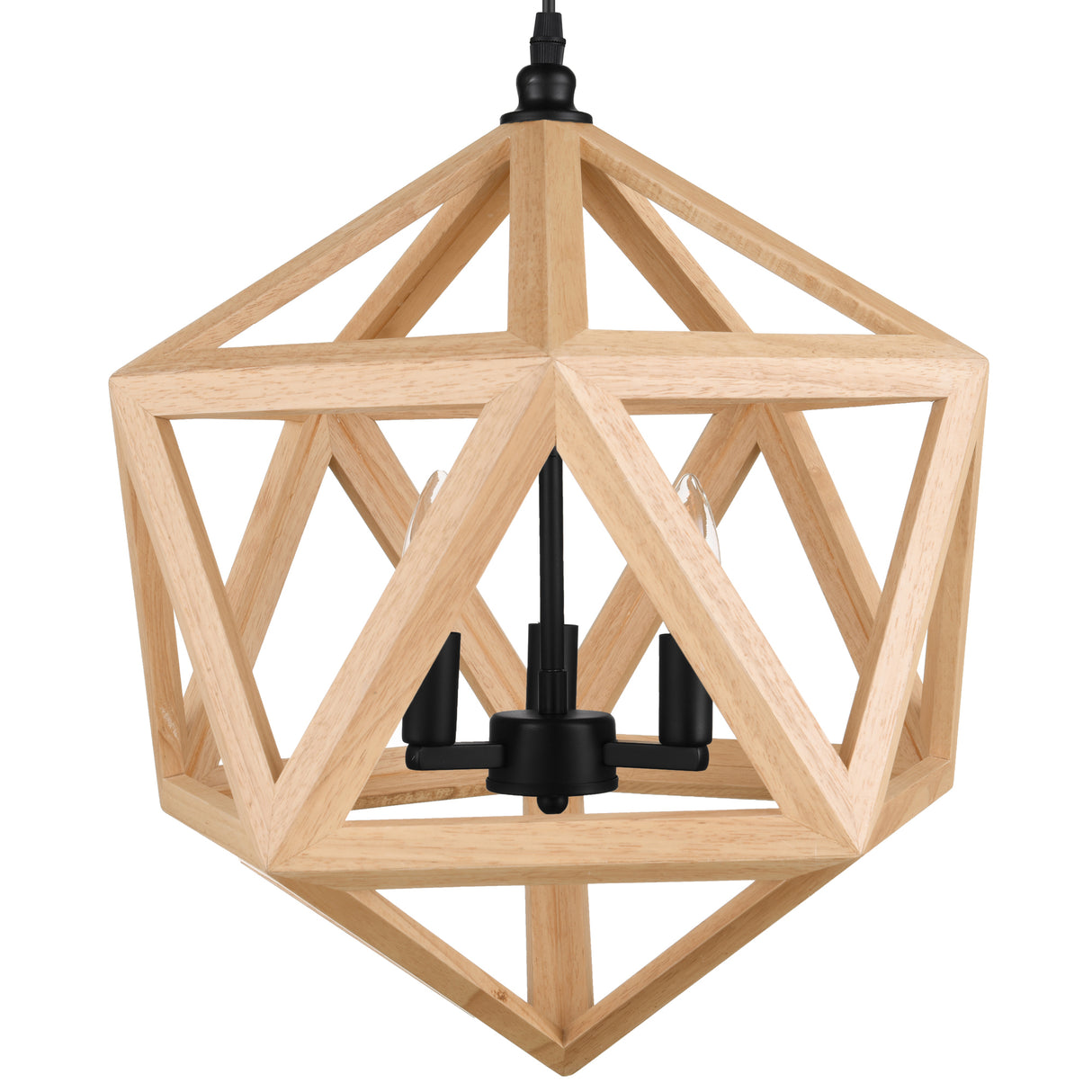 Lante 3 Light 17in Black & Wood Pendant