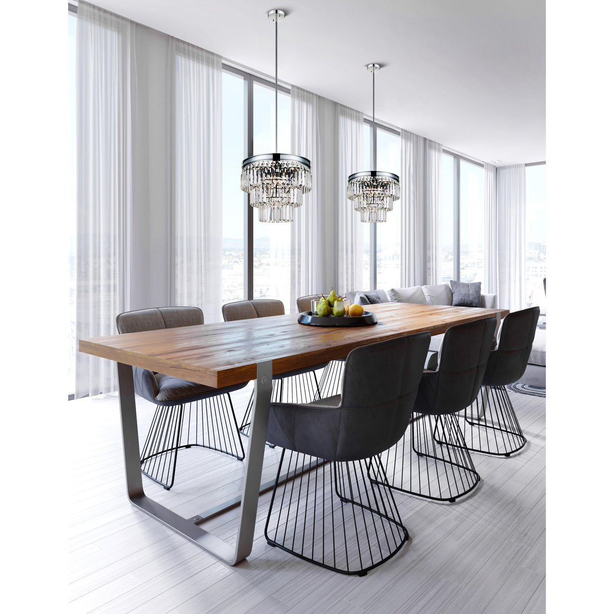 Weiss 5 Light 18in Chrome Down Chandelier