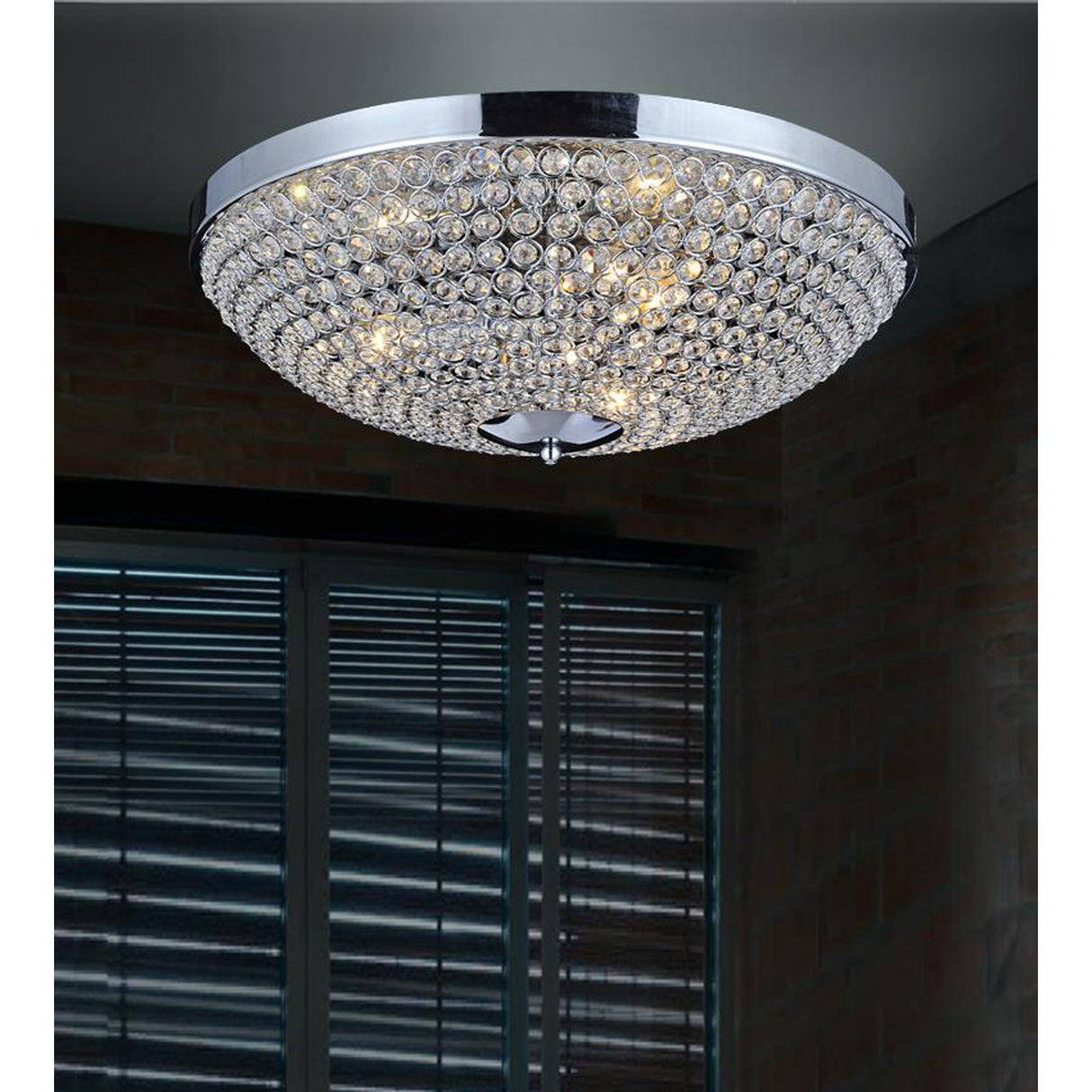 Globe 6 Light 20in Chrome Bowl Flush Mount