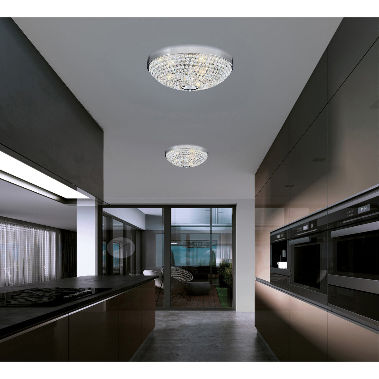 Globe 6 Light 20in Chrome Bowl Flush Mount