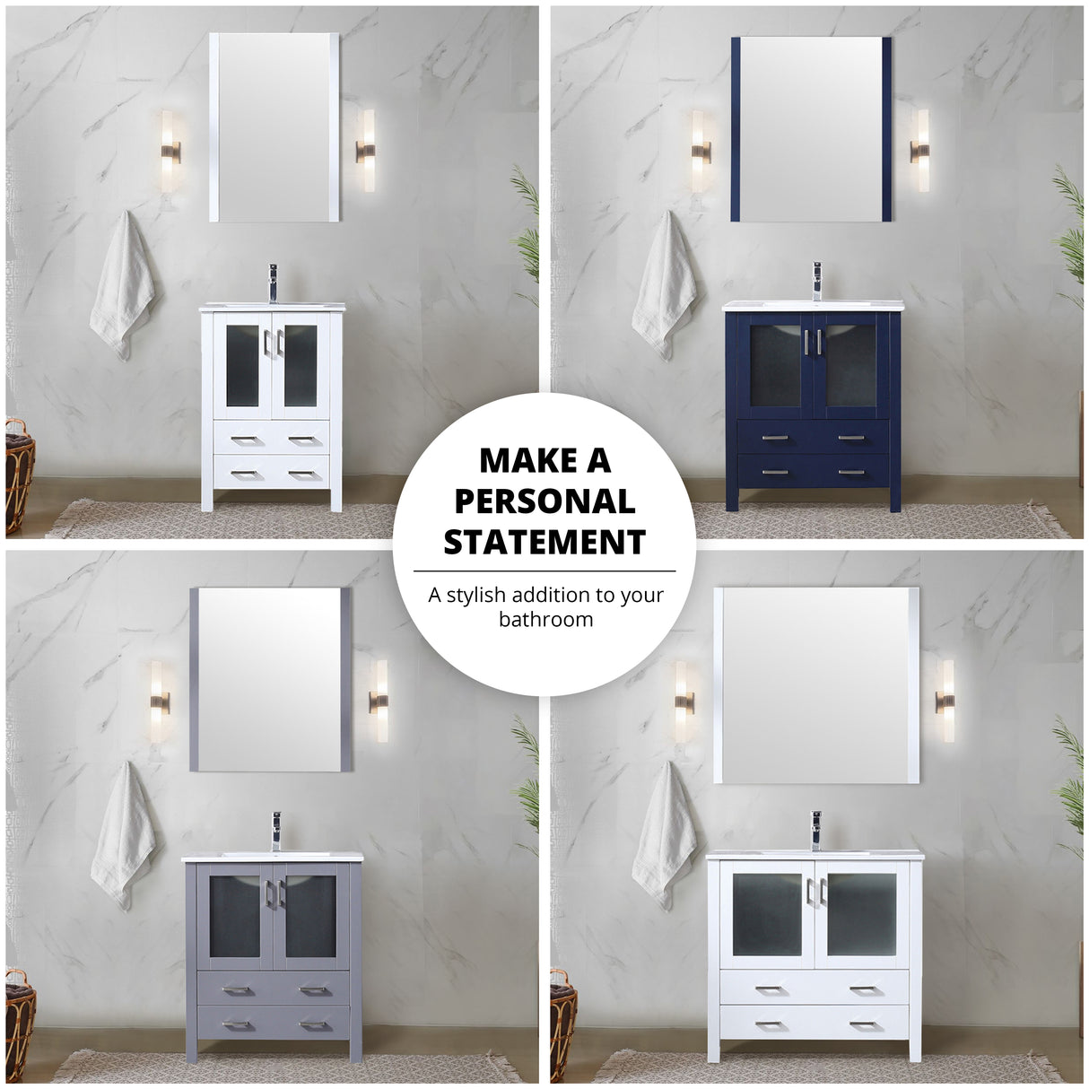Volez 24 in. Freestanding Bathroom Vanity with Integrated Top, White integrated Square Sink