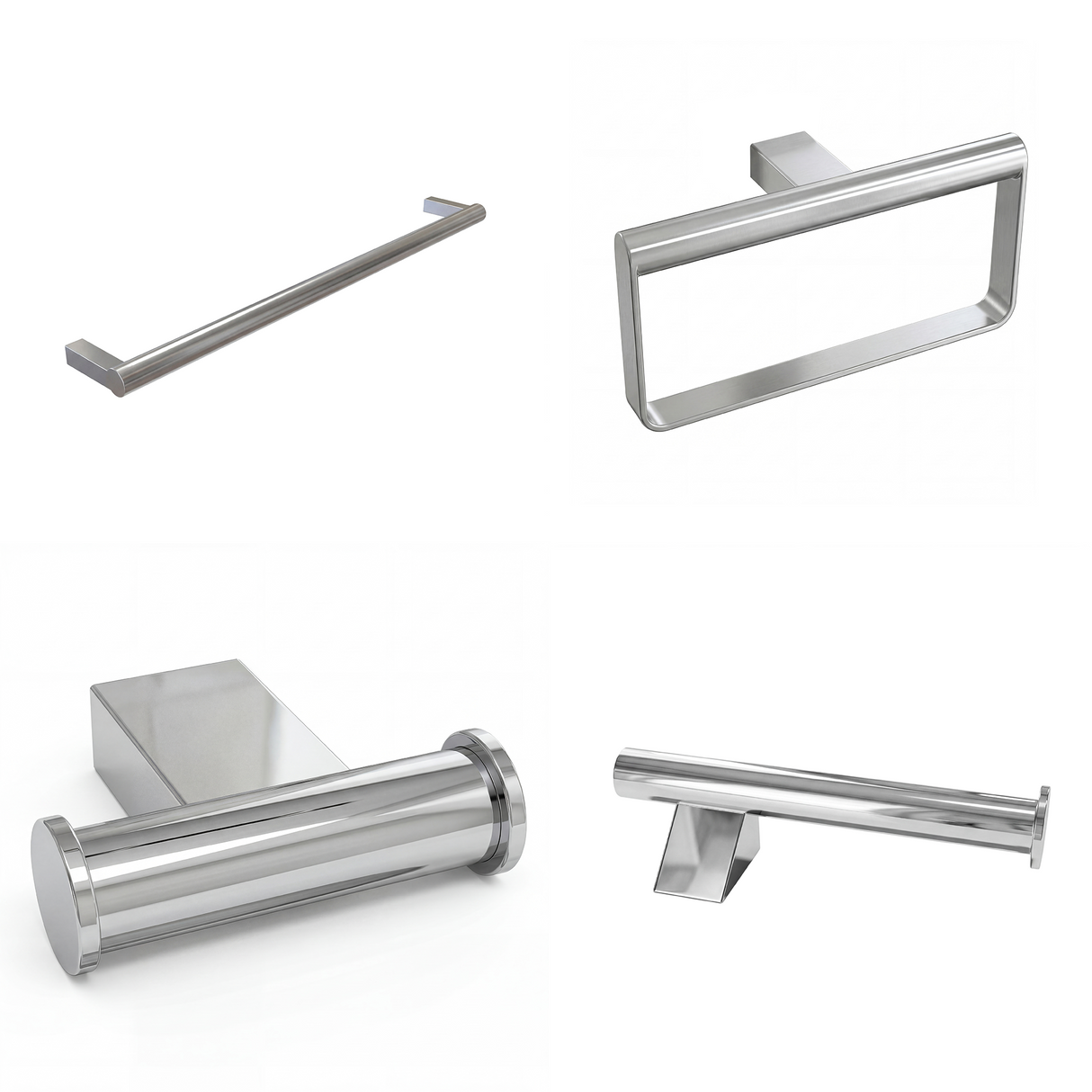 Ivanees 4-Piece Bathroom Accessories Set in Chrome Finish – Stainless Steel Robe Hook, Towel Ring, Toilet Paper Holder & Towel Bar