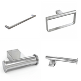 Ivanees 4-Piece Bathroom Accessories Set in Chrome Finish – Stainless Steel Robe Hook, Towel Ring, Toilet Paper Holder & Towel Bar