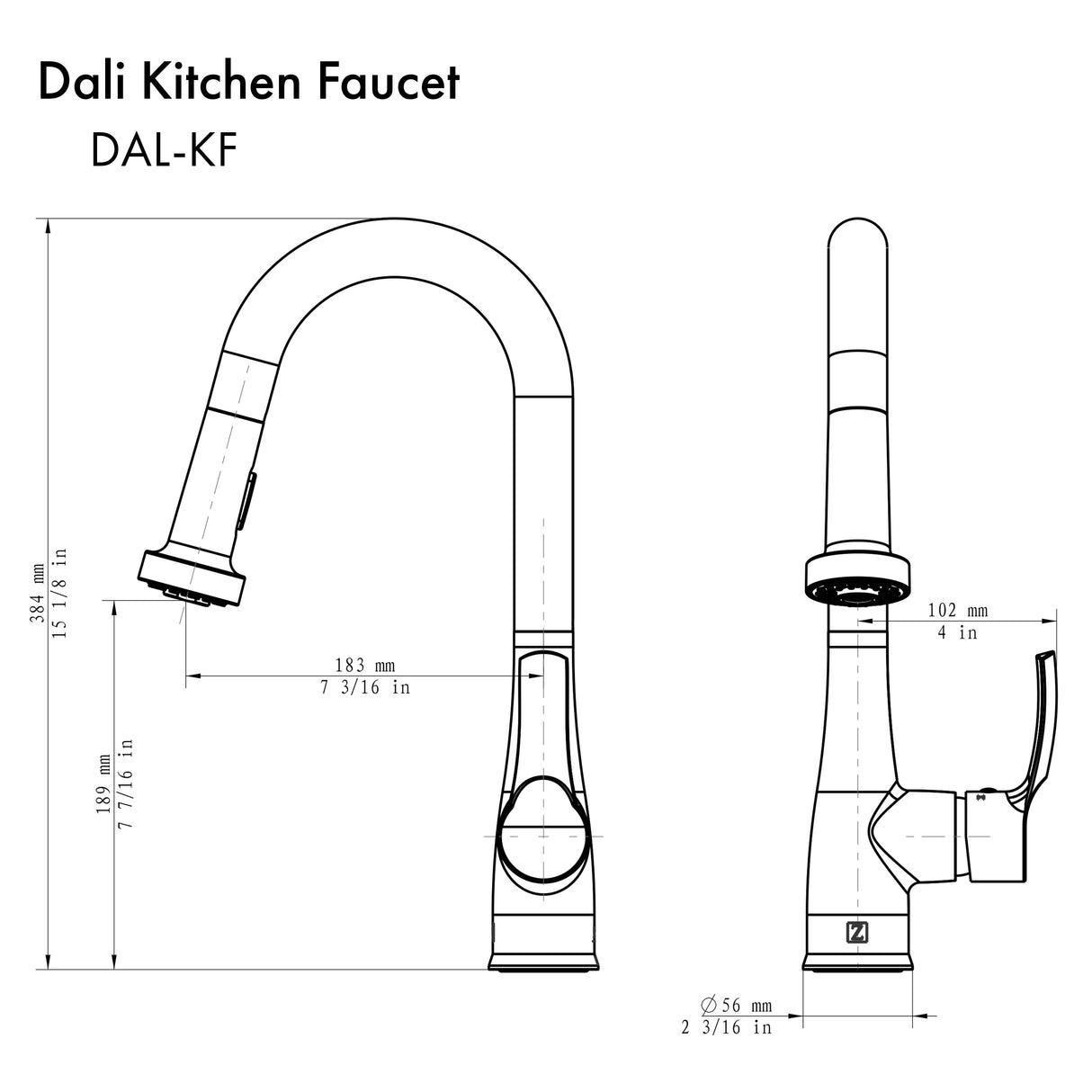 ZLINE Dali Kitchen Faucet in Chrome (DAL-KF-CH)