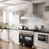 ZLINE Autograph Edition 48 in. 6.0 cu. ft. Legacy Dual Fuel Range with 7 Burner Gas Cooktop and 2 Electric Ovens (RAZ-BLM-48-G)
