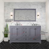 Dukes 60 in. Freestanding Bathroom Vanity with White Carrara Marble Top, White Square Sink