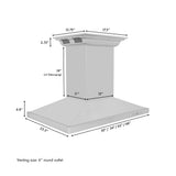 36" ZLINE CrownSound™Ducted Vent Island Mount Range Hood in Stainless Steel with Built-in Bluetooth Speakers (GL2iCRN-BT-36)