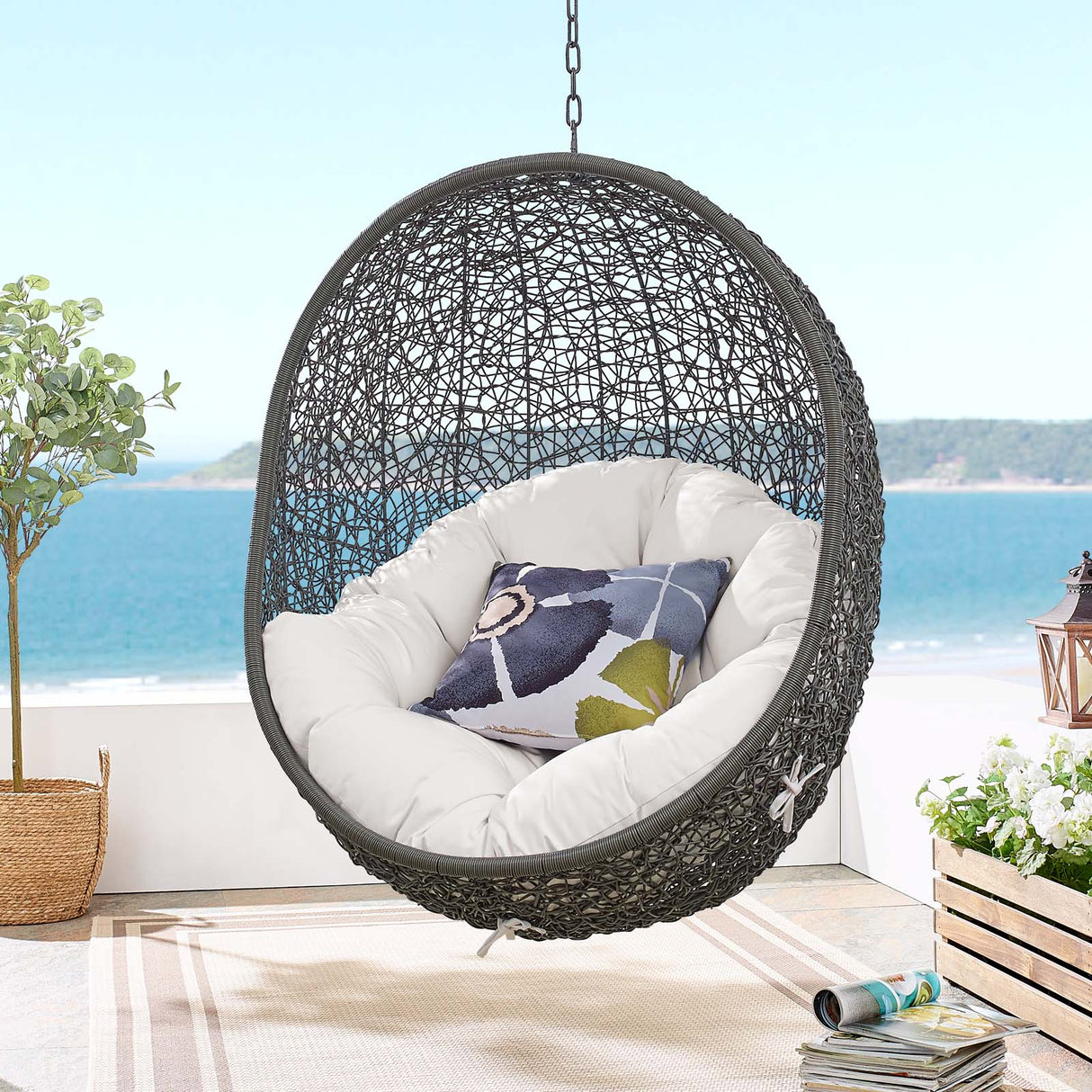 Hide Sunbrella Fabric Swing Outdoor Patio Lounge Chair Without Stand