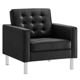 Loft Tufted Vegan Leather Armchairs - Set of 2