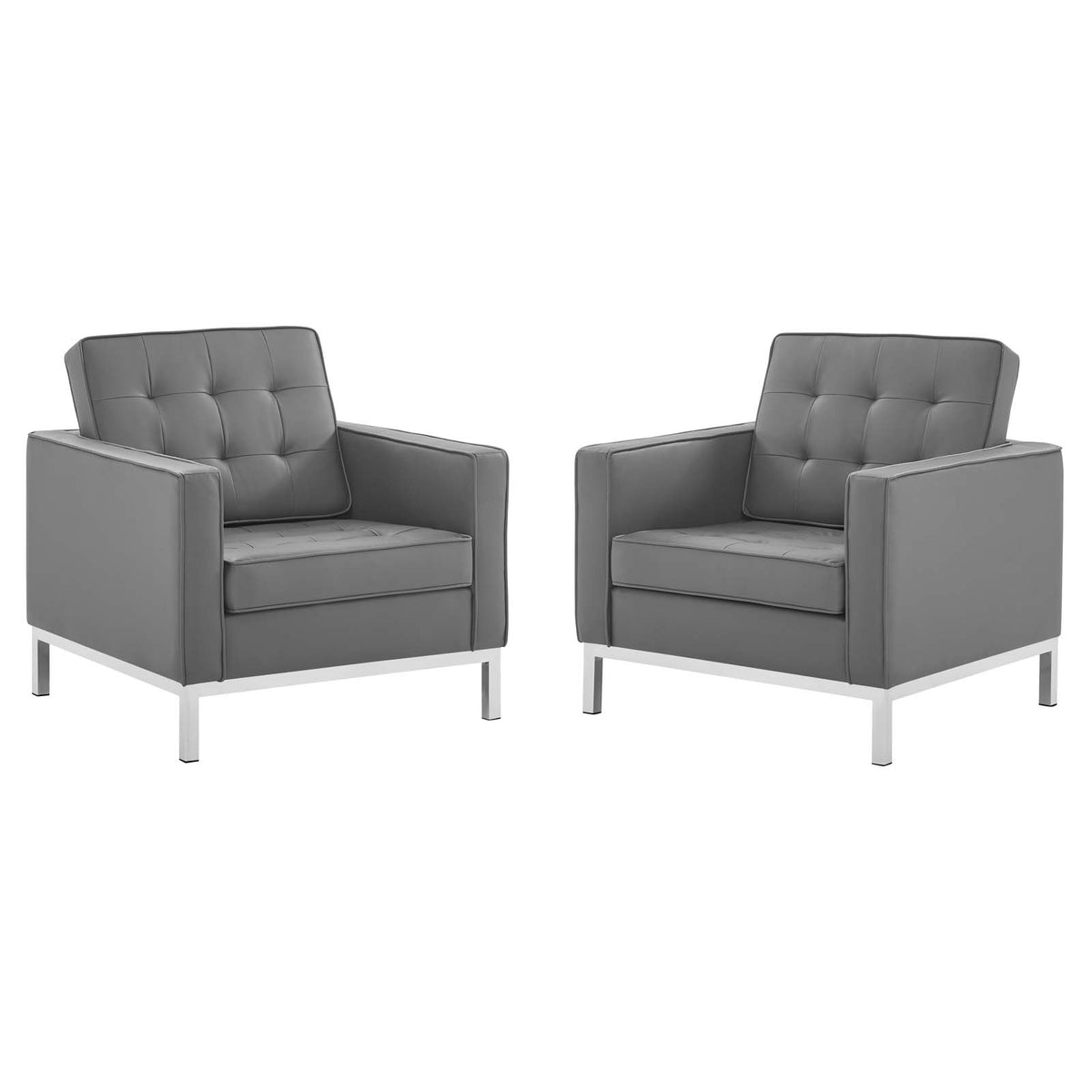 Loft Tufted Vegan Leather Armchairs - Set of 2