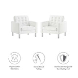 Loft Tufted Vegan Leather Armchairs - Set of 2
