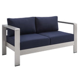 Shore Sunbrella Fabric Outdoor Patio Aluminum 7 Piece Set