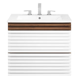 Render 24 In. Floating Bathroom Vanity with Ceramic Sink Top & Soft Closing Drawers