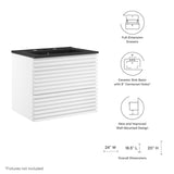 Render 24 In. Floating Bathroom Vanity with Ceramic Sink Top & Soft Closing Drawers