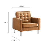 Loft Tufted Vegan Leather Armchair and Ottoman Set
