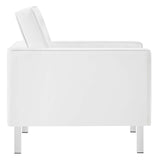 Loft Tufted Vegan Leather Armchair and Ottoman Set