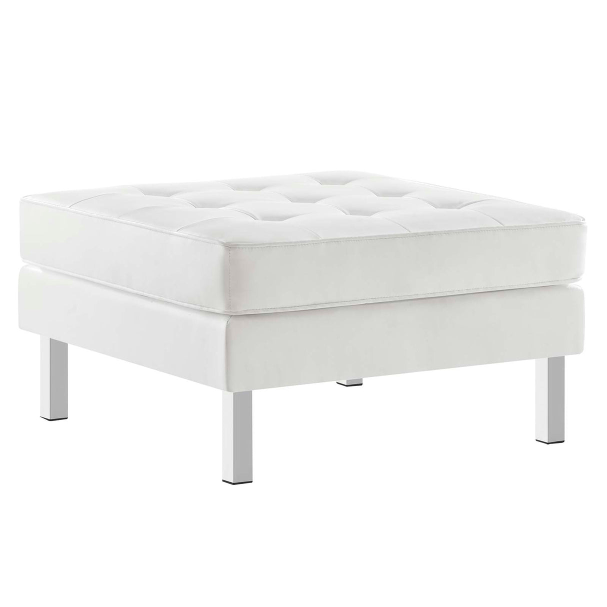 Loft Tufted Vegan Leather Armchair and Ottoman Set