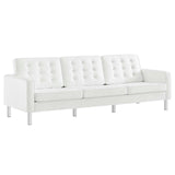 Loft Tufted Vegan Leather Sofa and Ottoman Set