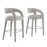 Pinnacle Boucle Upholstered Bar Stool Set of Two