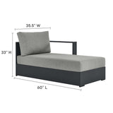 Tahoe Outdoor Patio Powder-Coated Aluminum Modular Right-Facing Chaise Lounge