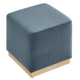 Tilden 17" Square Performance Velvet Upholstered Ottoman