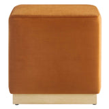 Tilden 17" Square Performance Velvet Upholstered Ottoman
