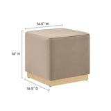 Tilden 17" Square Performance Velvet Upholstered Ottoman