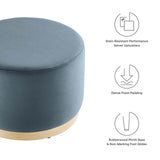 Tilden Large 23" Round Performance Velvet Upholstered Ottoman