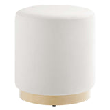 Tilden 16" Round Performance Velvet Upholstered Ottoman