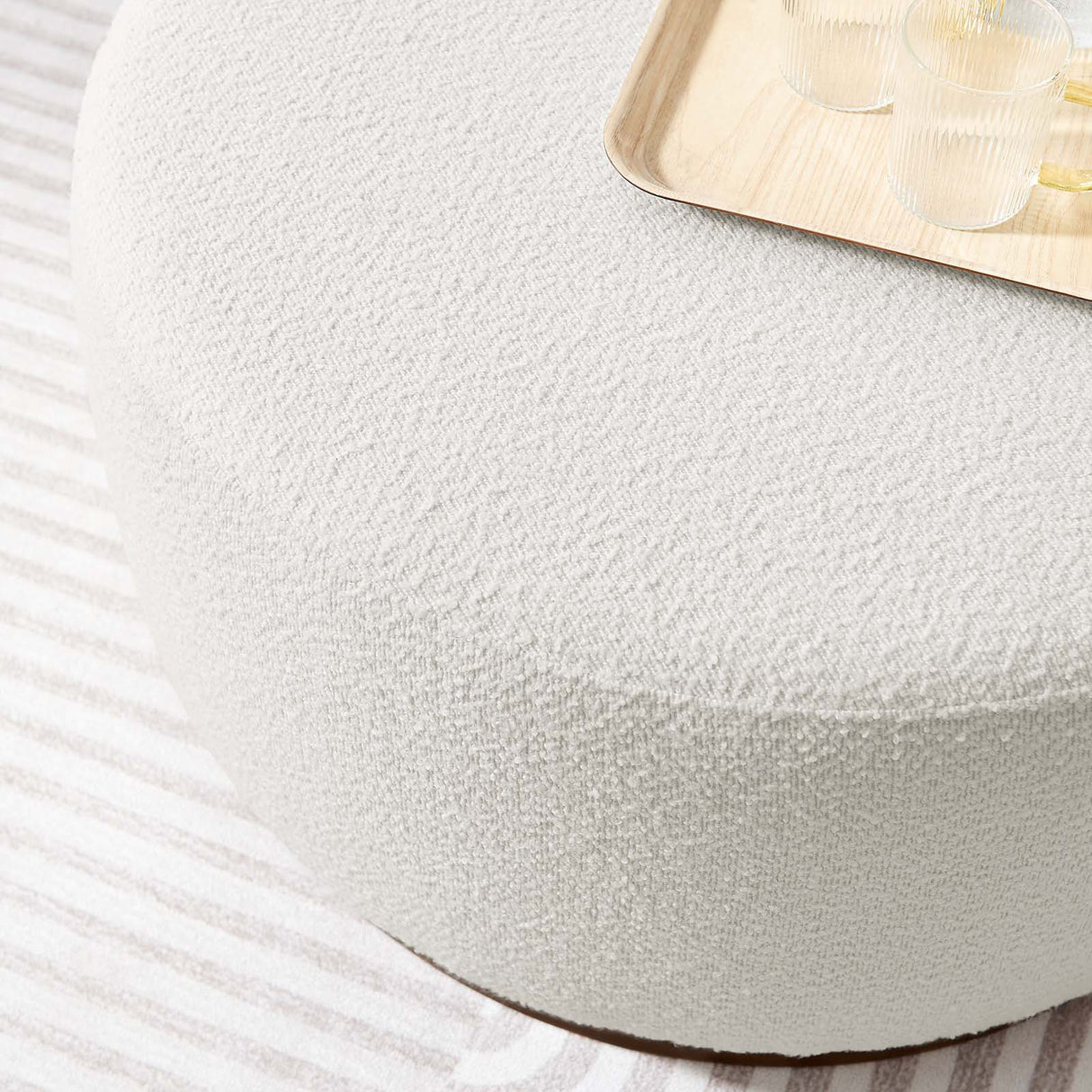 Tilden Large 23" Round Boucle Upholstered Ottoman