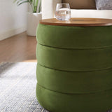 Mezzo Round Performance Velvet Storage Ottoman