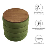 Mezzo Round Performance Velvet Storage Ottoman