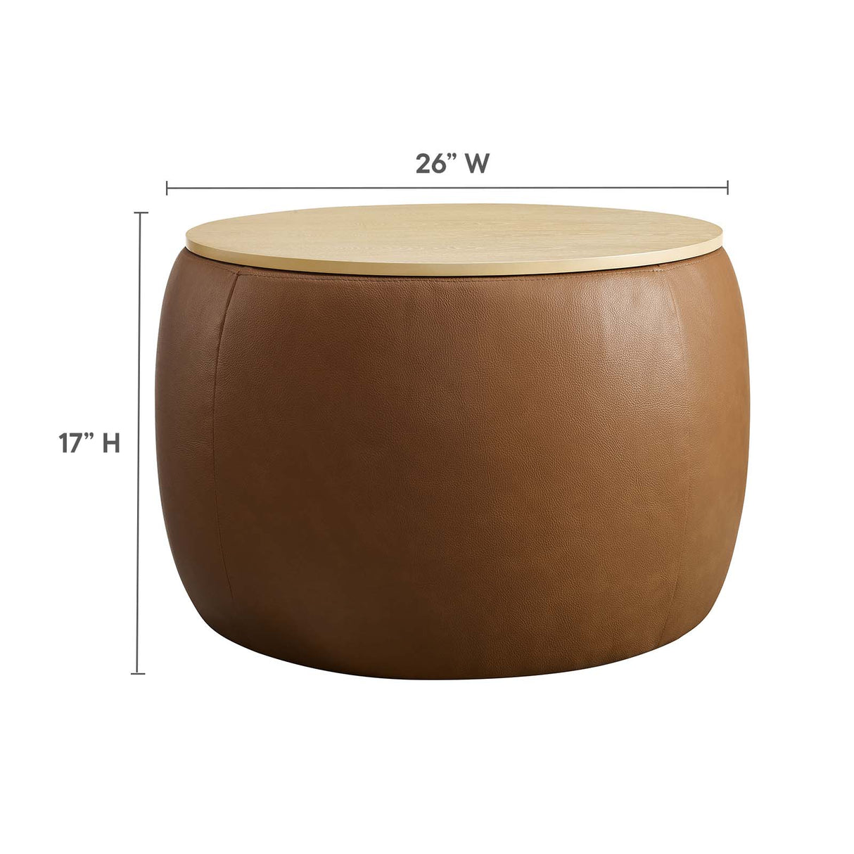 Perla Round Vegan Leather Storage Ottoman