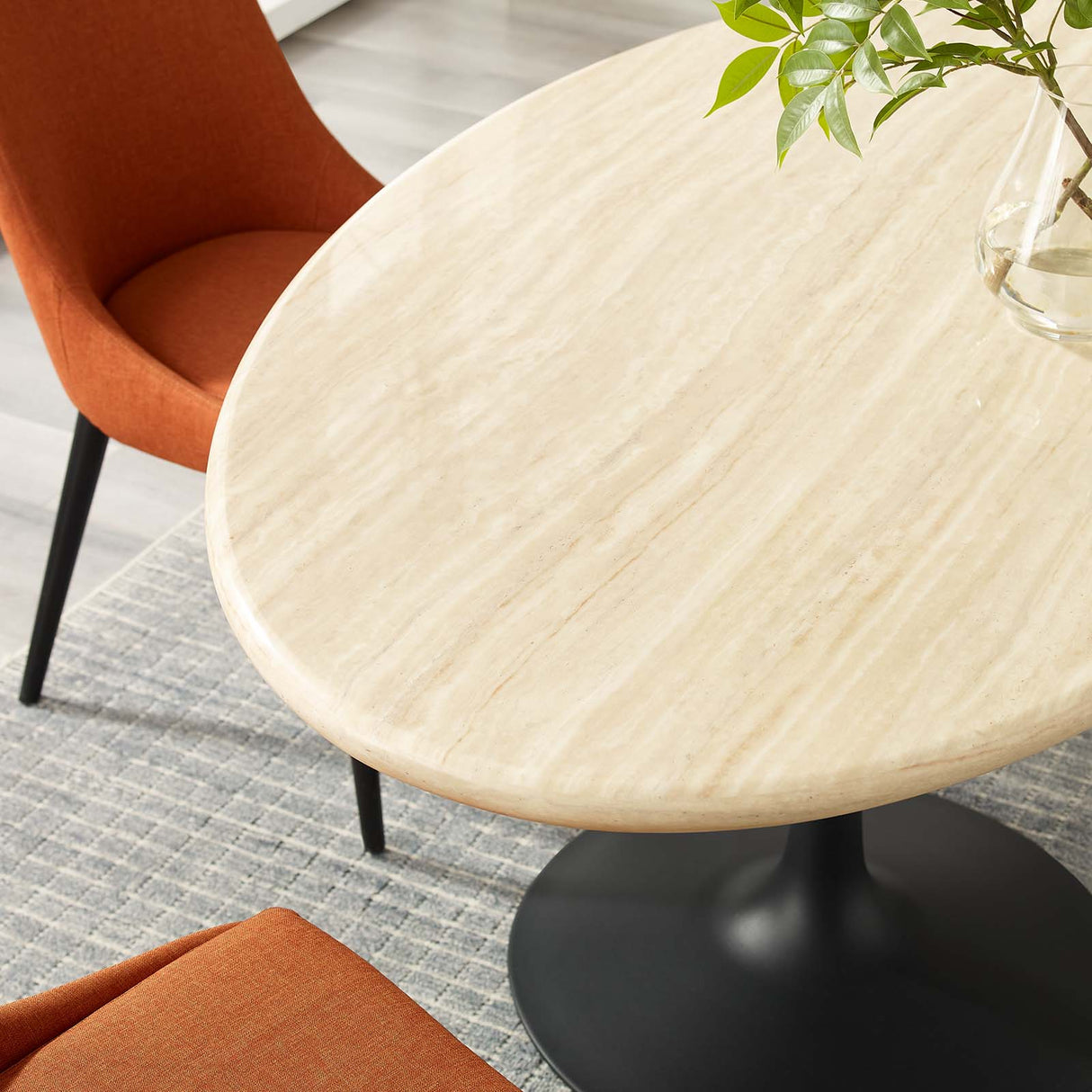 Lippa 60" Oval Artificial Travertine  Dining Table