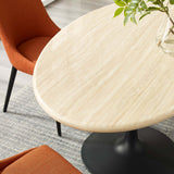 Lippa 60" Oval Artificial Travertine  Dining Table