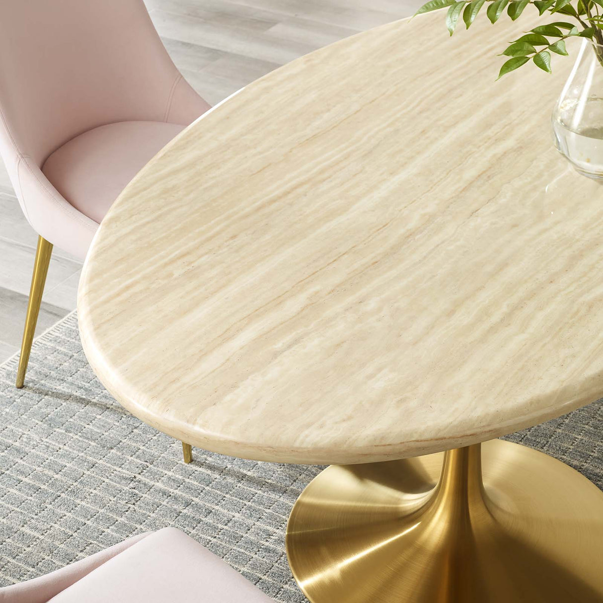 Lippa 60" Oval Artificial Travertine  Dining Table