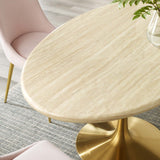 Lippa 60" Oval Artificial Travertine  Dining Table