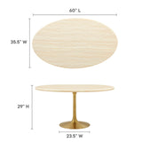 Lippa 60" Oval Artificial Travertine  Dining Table