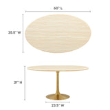 Lippa 60" Oval Artificial Travertine  Dining Table