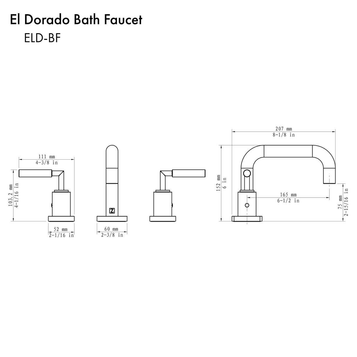 ZLINE Autograph Edition El Dorado Bath Faucet in Matte Black (ELD-BF-MB)