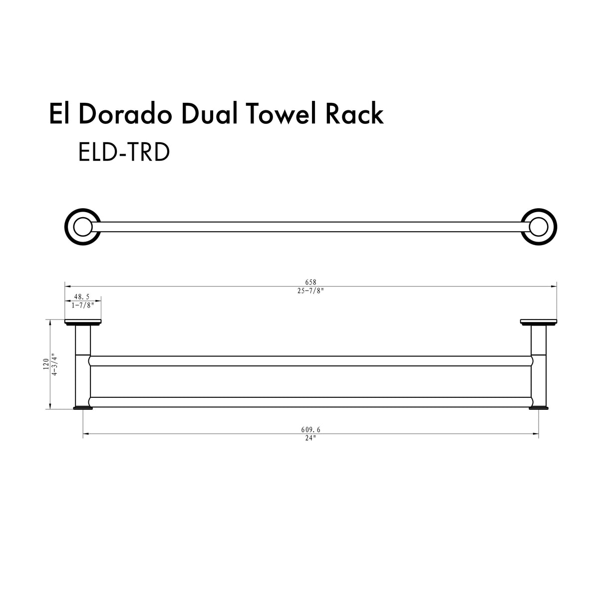 ZLINE El Dorado Double Towel Rail in Brushed Nickel (ELD-TRD-BN)