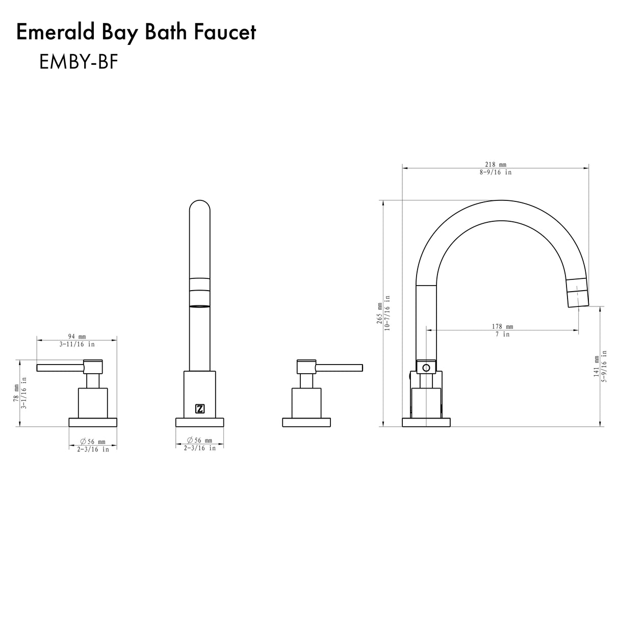 ZLINE Autograph Edition Emerald Bay Bath Faucet in Polished Gold (EMBY-BF-PG)