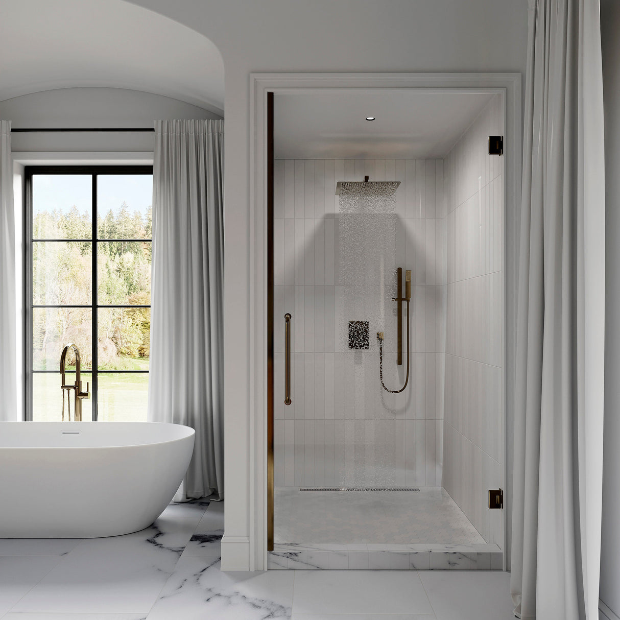 ZLINE Autograph Edition Crystal Bay Thermostatic Shower System in Champagne Bronze (CBY-SHS-T2-CB)