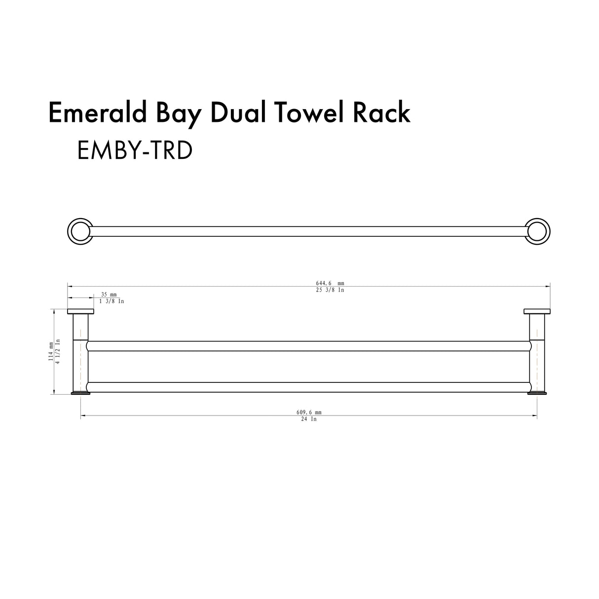 ZLINE Emerald Bay Double Towel Rail in Matte Black (EMBY-TRD-MB)