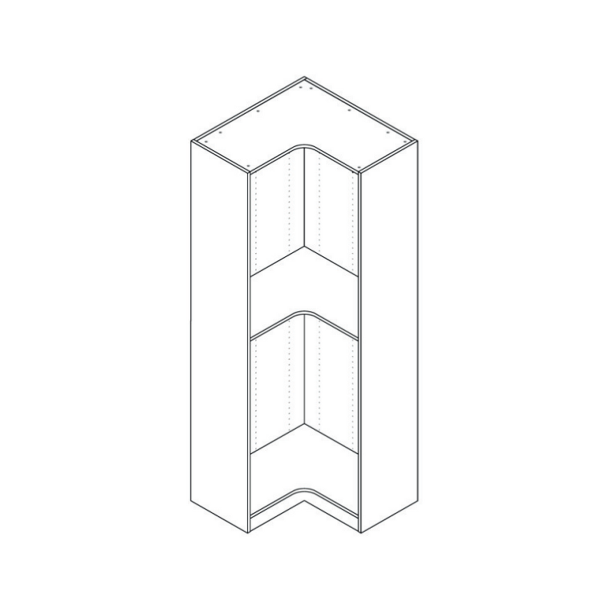 Kansas Oak Closets - 36" Corner Closet With LED - 36" Width x 84" Height x 15" Depth