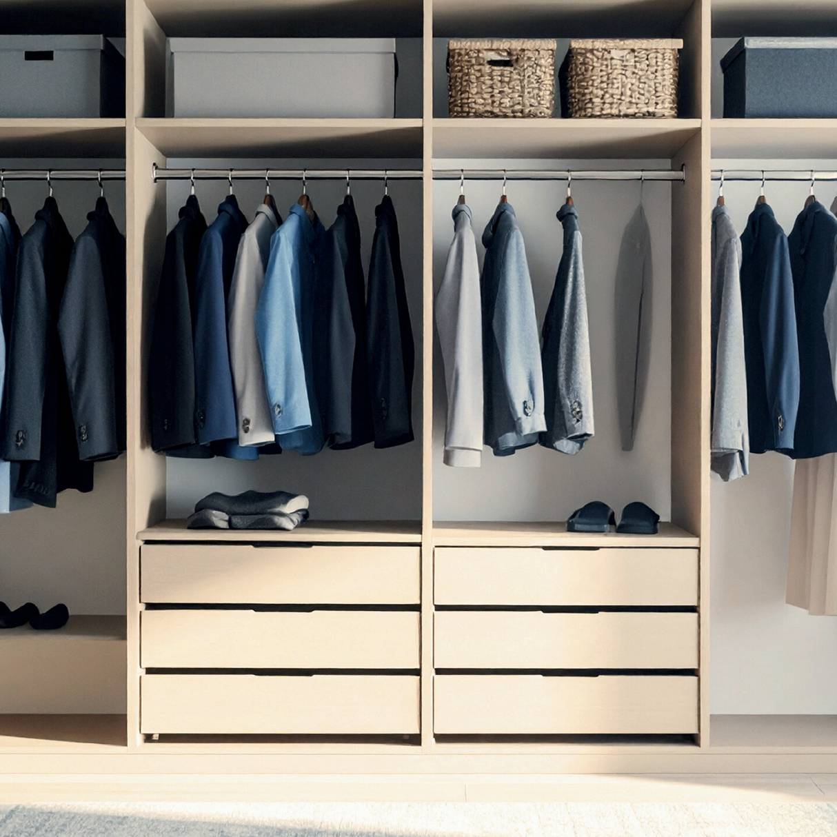 Natural Oak Closets - 24" Slanted Shoe Shelf - 24" Width x 01" Height x 14.5" Depth