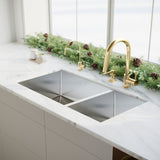 ZLINE 33 in. Chamonix Undermount Double Bowl Stainless Steel Kitchen Sink with Bottom Grid (SR60D-33)